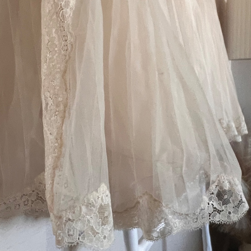 Vintage Christian Dior Lace Bed Jacket Sheer Peignoir Top Romantic Bridal 70s 80 - Picture 11 of 16